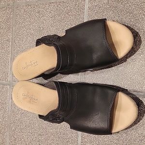 Black leather shoes